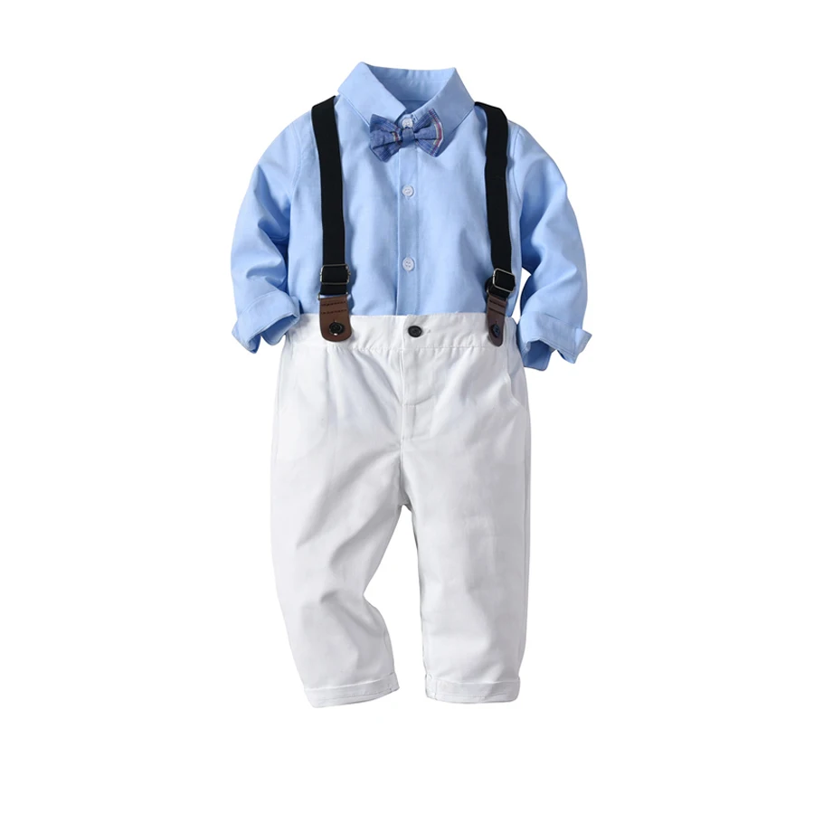 Новинка 2019 комплект одежды для маленьких мальчиков синяя рубашка с длинным