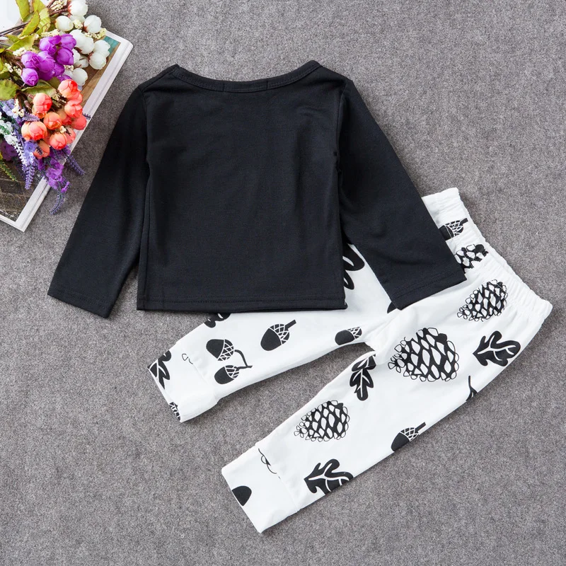 

Baby Boy Girl Suits Letter Milk Long Sleeve Kids 100% Cotton Toddler Children Europe & America Sets 2pcs Clothes + Pants Infant