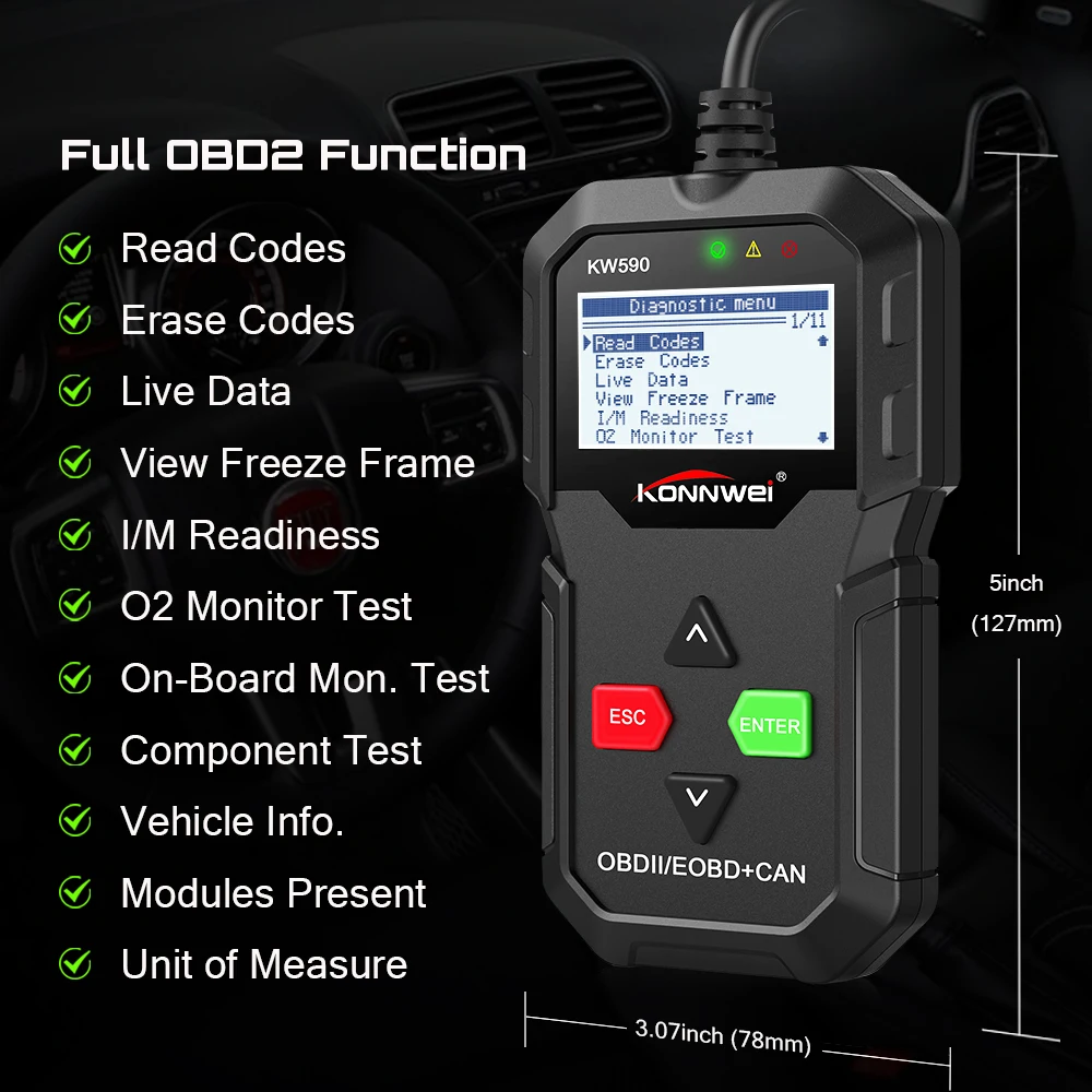 2019 OBD диагностический инструмент KONNWEI KW590 считыватель кодов автомобиля OBD2 сканер