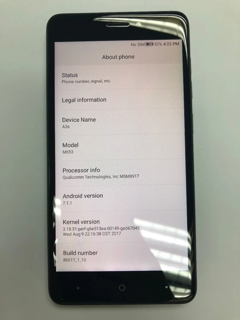 Быстрая доставка китайский мобильный телефон A3S M653 4G LTE Snapdragon 425 Android 7 1 5 2 дюйма x Гб