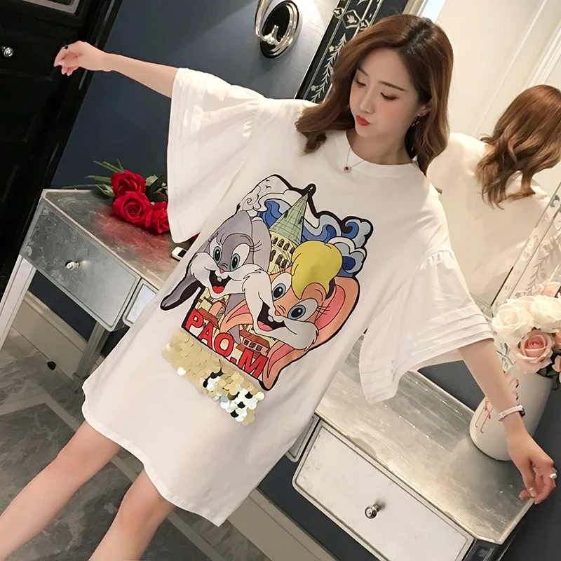 2019 кеды для весны и лета с персонажами мультфильмов футболка принтом кролика