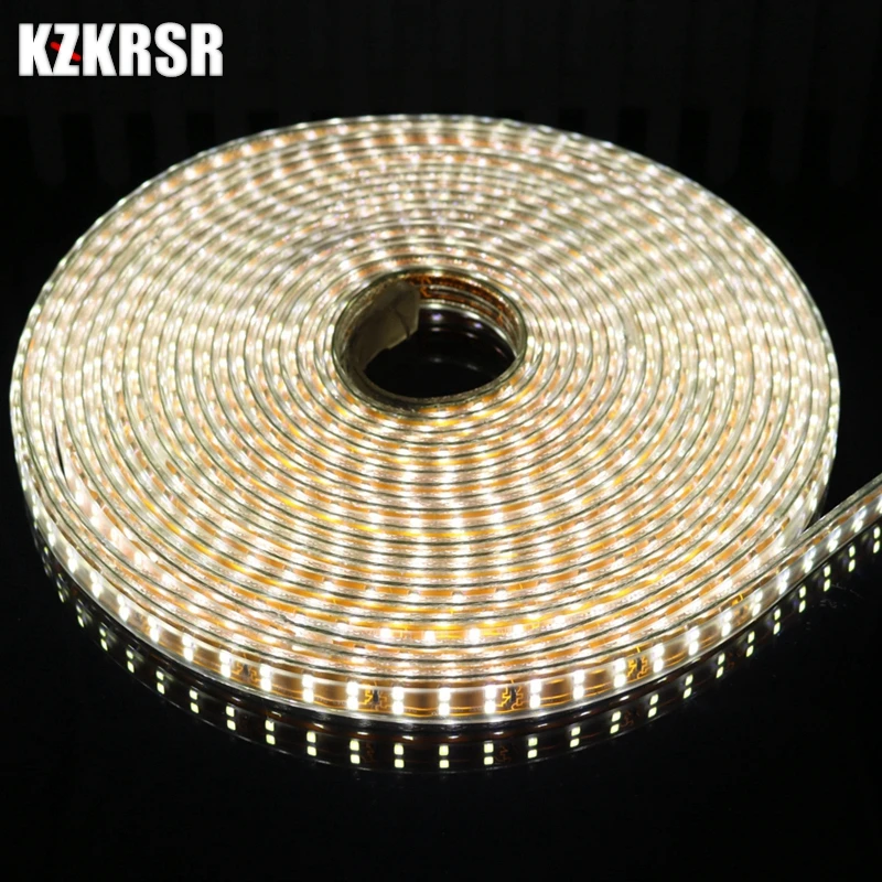 KZKRSR AC 220V Светодиодная лента 2835 gold PCB двухрядная гибкая световая полоса 156 Led/M
