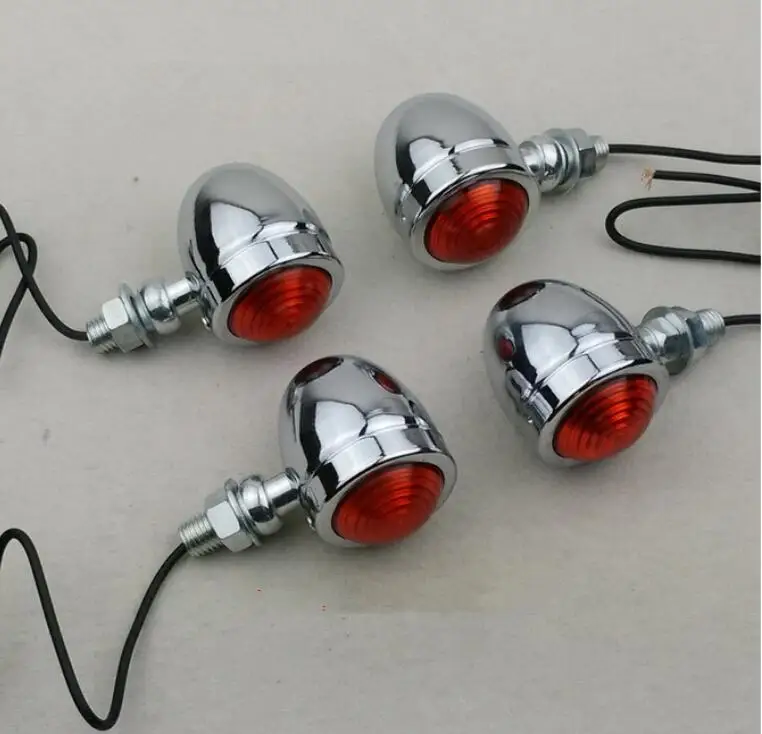Бесплатная доставка Поворотный Светильник для мотоцикла 4x sivler чоппера Bobber Cafe