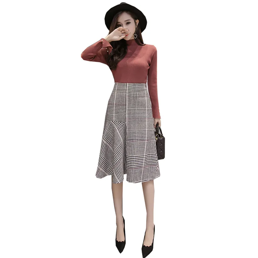 Новинка 2017 осенне зимняя модная офисная пикантная юбка трапеция в клетку с