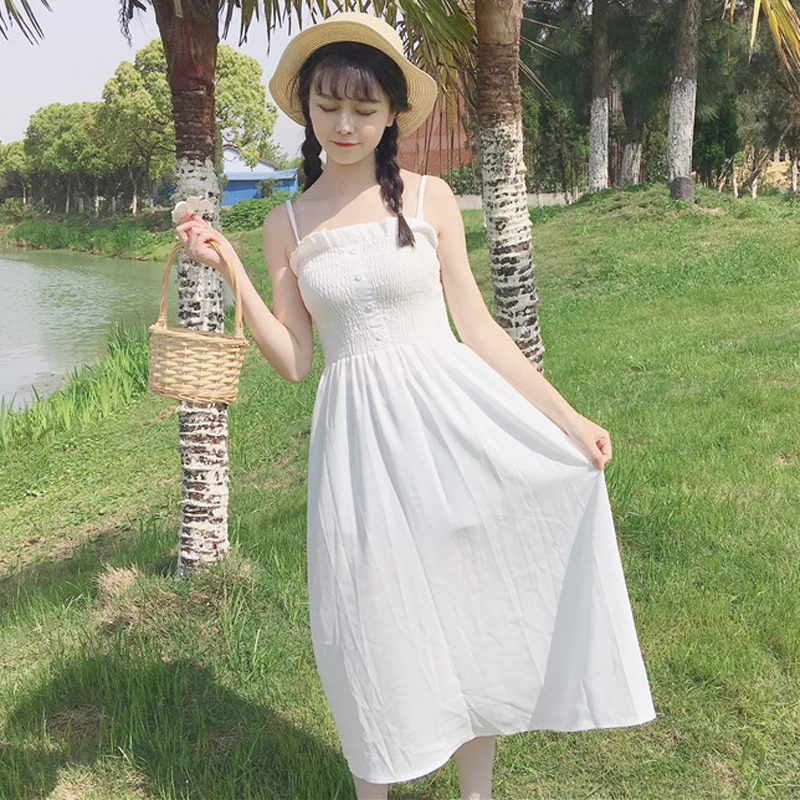 

Summer new women's Korean version of the fresh high waist was thin sling long students sweet fashion leisure Lolita Dress