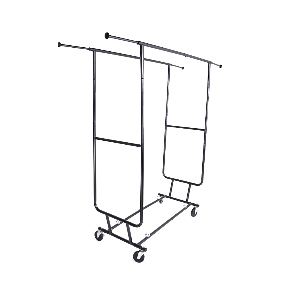 

Heavy Duty Steel Double-bar Garment Rack Hanger Black and Chrome Plated-US Stock