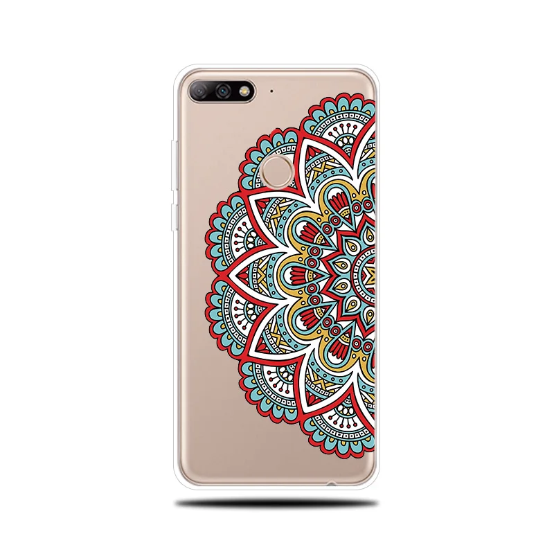 Мандала с рисунком силиконовый чехол для телефона huawei Y5 Y6 ii Prime 2017 2018 крышка Y7