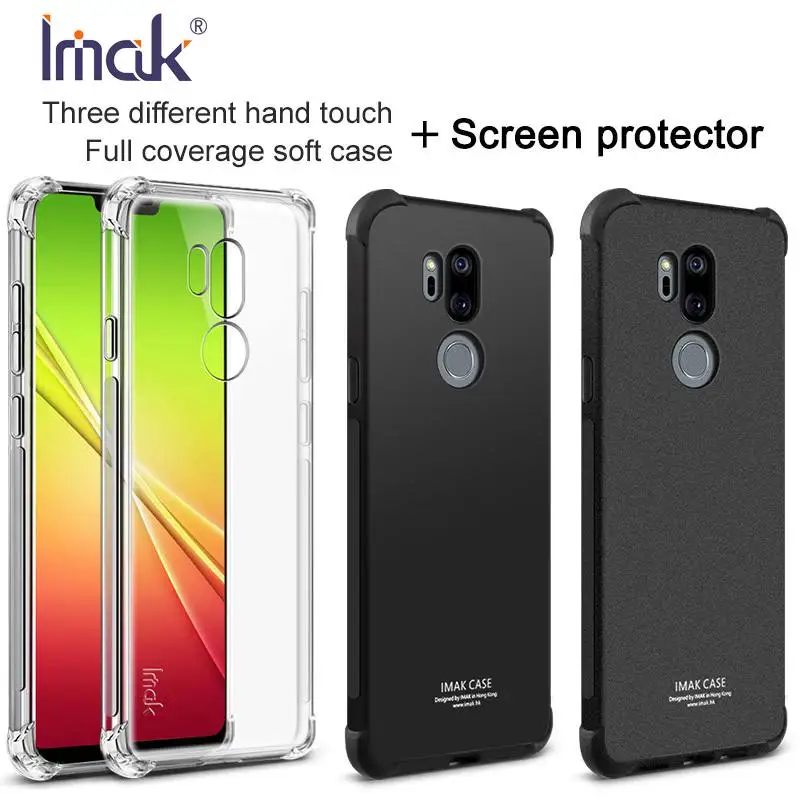 IMAK For LG G7 ThinQ Case Cover Silicone TPU Soft Phone 6.1&quot Back + Screen Protector Shockproof Shield |
