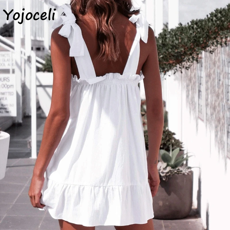 Yojoceli/2019 летнее милое платье с бантом хлопковый сарафан оборками уличная одежда