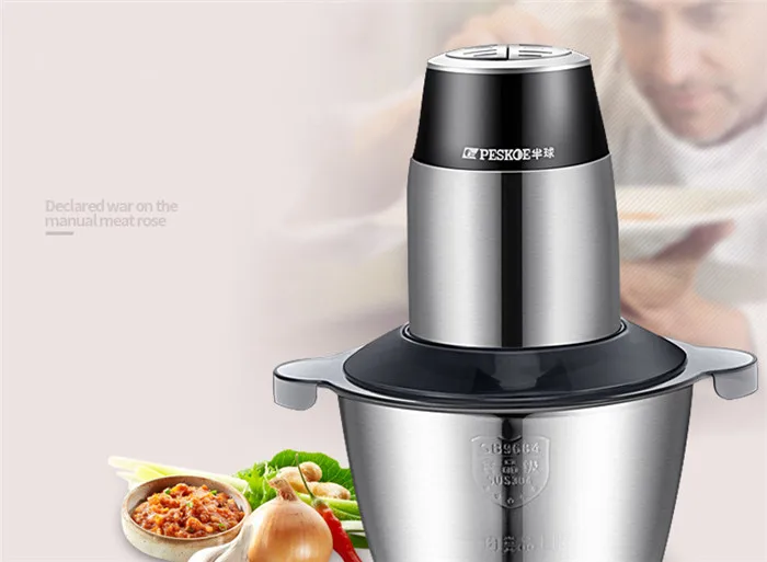 Бытовая электрическая двойная Мясорубка из нержавеющей стали 2л Коммерческая электрическая многофункциональная овощная молотая мясорубка