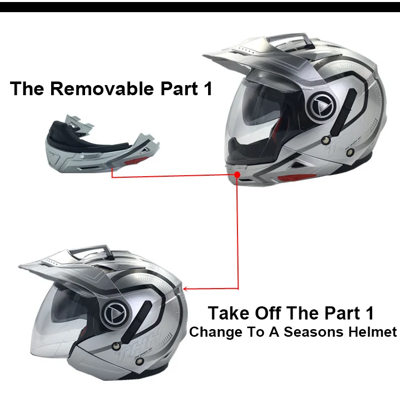 THH TS45 Многофункциональный мотоциклетный шлем анфас двойной щит мотокросса шлемы регулируемые до половины лица открытый шлем