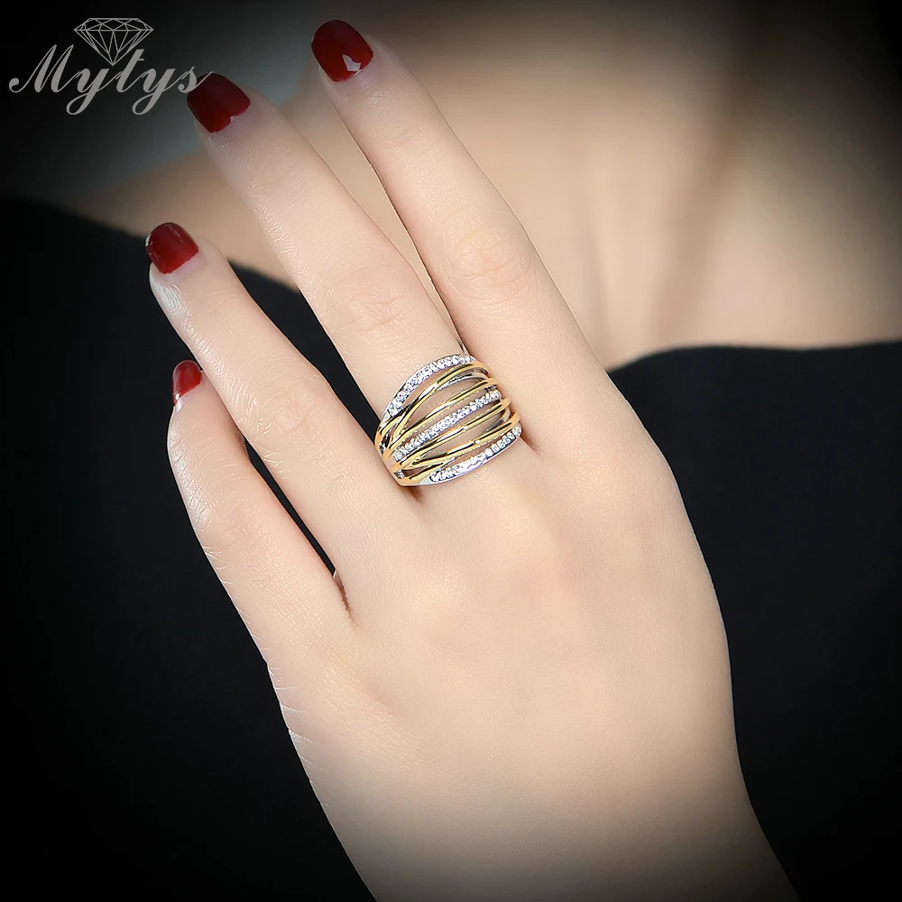 Mytyts новый дизайн геометрические полые кольца с несколькими линиями для женщин