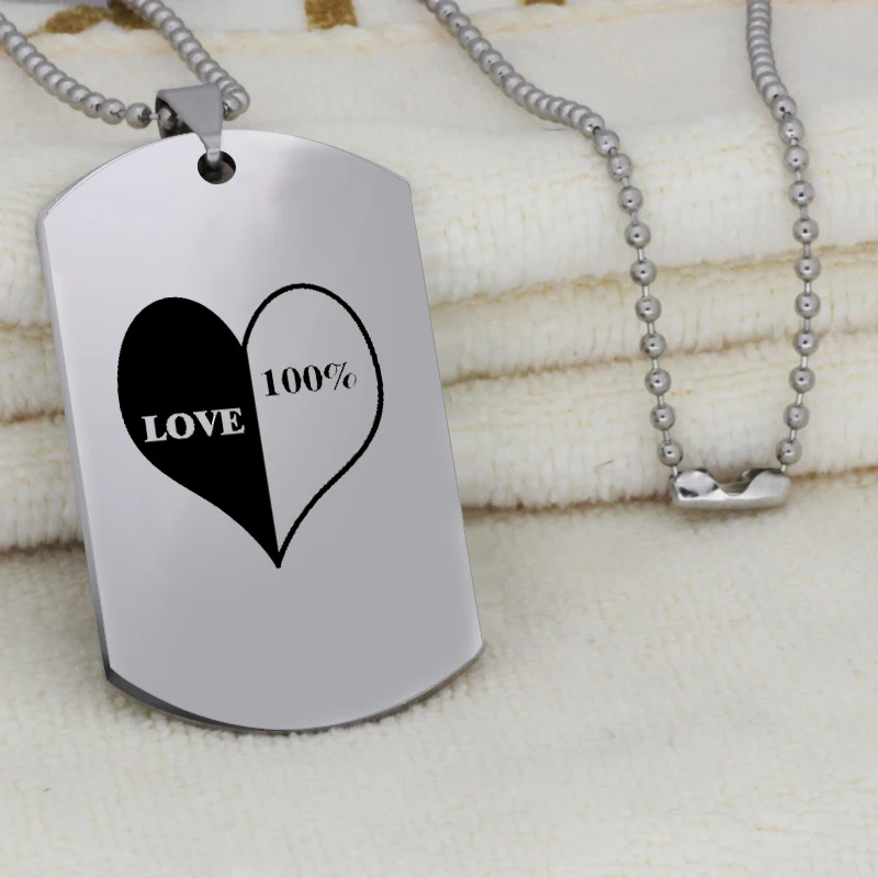 Ufine lover gift jewelry heart love 100% pendant army card stainless steel custom necklace N4565 | Украшения и аксессуары