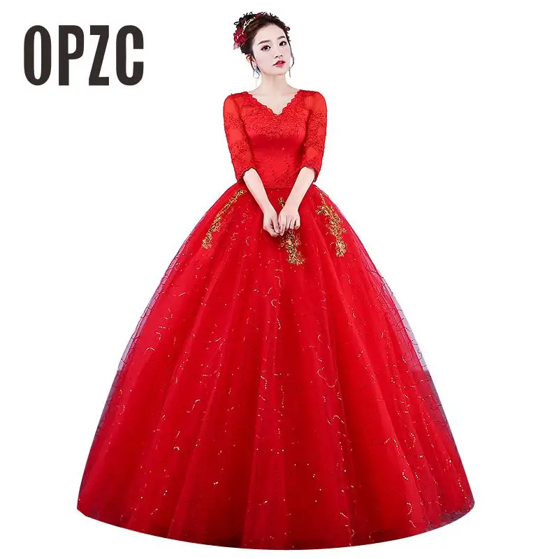 Настоящая фотография золотые свадебные платья с вышивкой 2020 v образный вырез