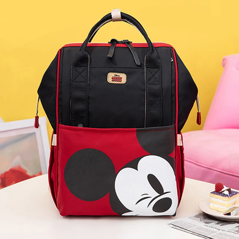 Сумка для мамы disney, новинка, модная, многофункциональная, водонепроницаемая, сумка для подгузников, рюкзак для беременных, для путешествий, Детская сумка для мамы, Минни, красная - Цвет: Black micha