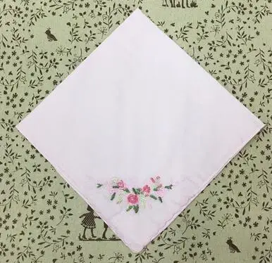 Pink Хит, хлопковый белый кружевной вышитый носовой платок, женский квадратный платок, Дамский носовой платок, детское полотенце, подарок на день рождения, свадьбу, 10 шт - Цвет: Pink