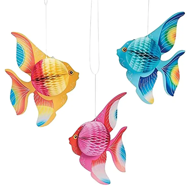 

6pcs Multicolor Colorful Tissue Paper Goldfish Tropical Fish Sea Creatures Hanging Foldable Party Supplies Ornament Decoration