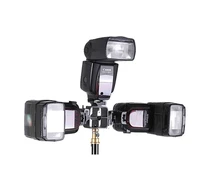 all metal 3 in1 tri hot shoe mount adapter for flash speedlite holder bracket light stand black