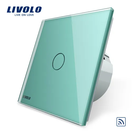 Livolo ЕС Стандартный настенный светильник Remote Touch Выключатель, 1 gang 1way, Стекло Панель, AC 220~ 250 V, VL-C701R-1/2/3/5, без пульта дистанционного управления - Цвет: Green