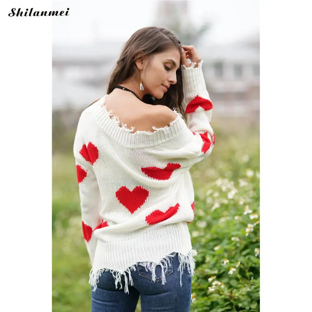 

Summer Autumn Sweater Jumper 2019 New Fashion Women Sweater Female Hollow Out Knitted Breathable Sweater Pullovers Heart Pattern