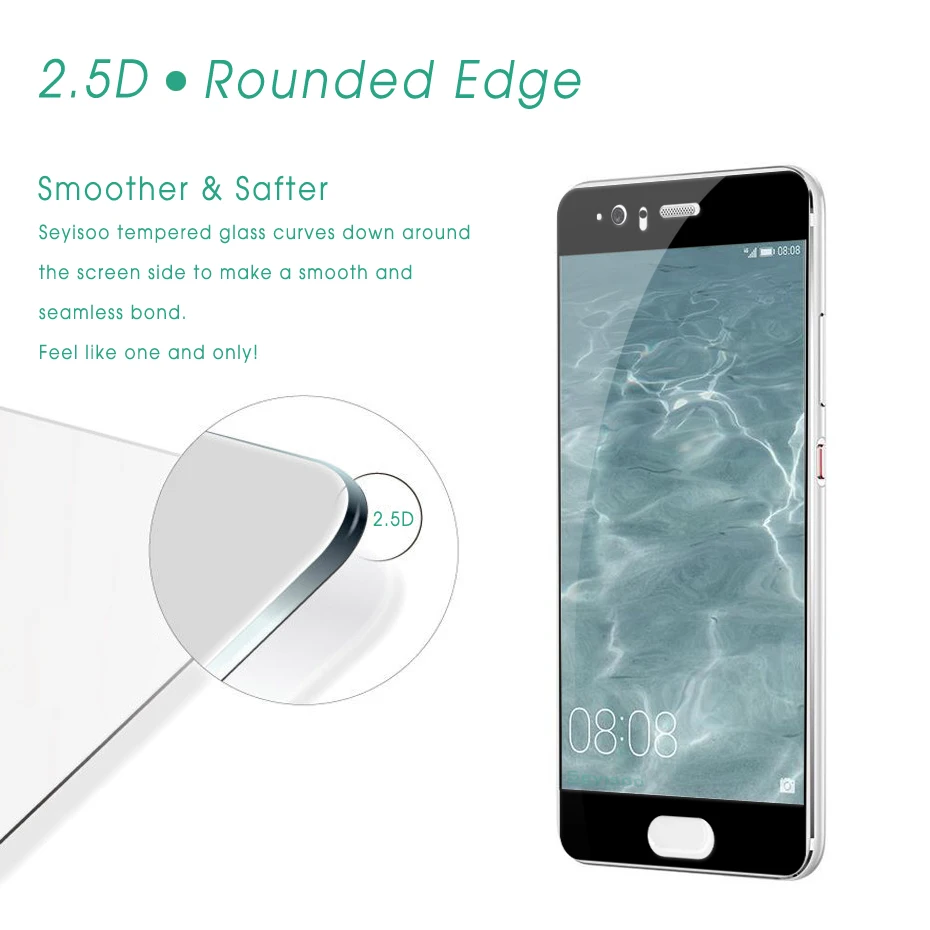 

[2 Pack] 100% Original Seyisoo 2.5D 0.3mm 9H Full Cover Tempered Glass Screen Protector For Huawei P10 P 10 Black White Film
