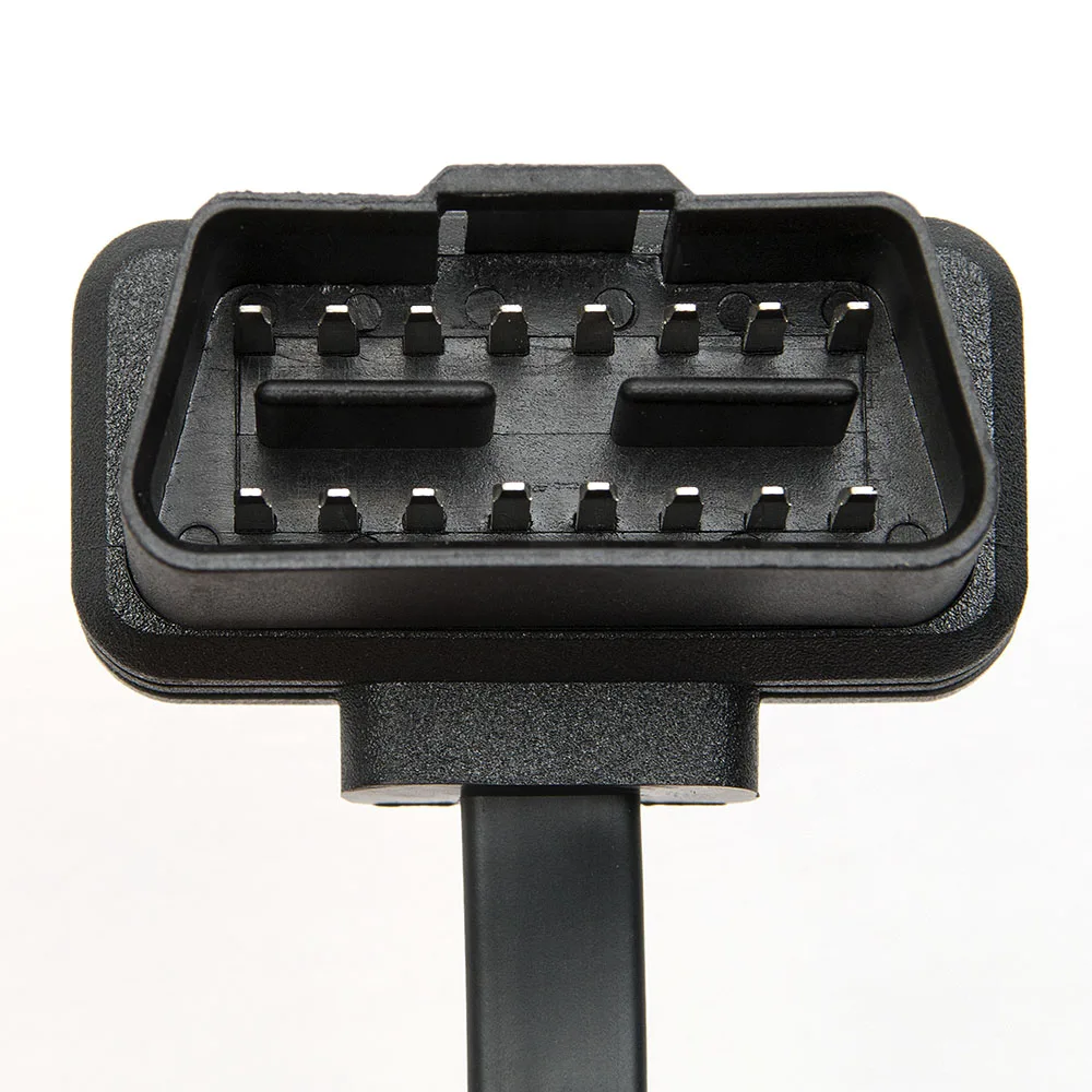Плоский тонкий как лапша OBDII OBD2 16Pin ELM327 штырь гнездо удлинитель локтя OBD 2