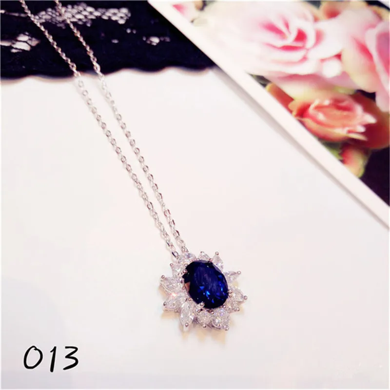 Женское ожерелье из серебра 925 пробы с сапфировым камнем|pendant blue|pendants for womenpendant