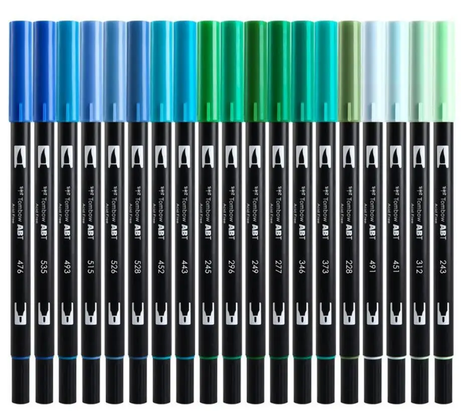 Фото TOMBOW AB-T двойная кисть, маркеры, мягкая кисть, ручка, 108 цветов, ABT, профессиональный акварельный маркер для каллиграфии, ручки для рисования №1