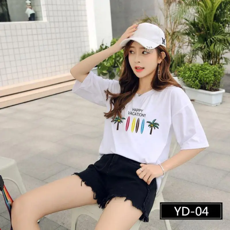 Высококачественная хлопковая Футболка с пятиточечным рукавом 2018 г. летние