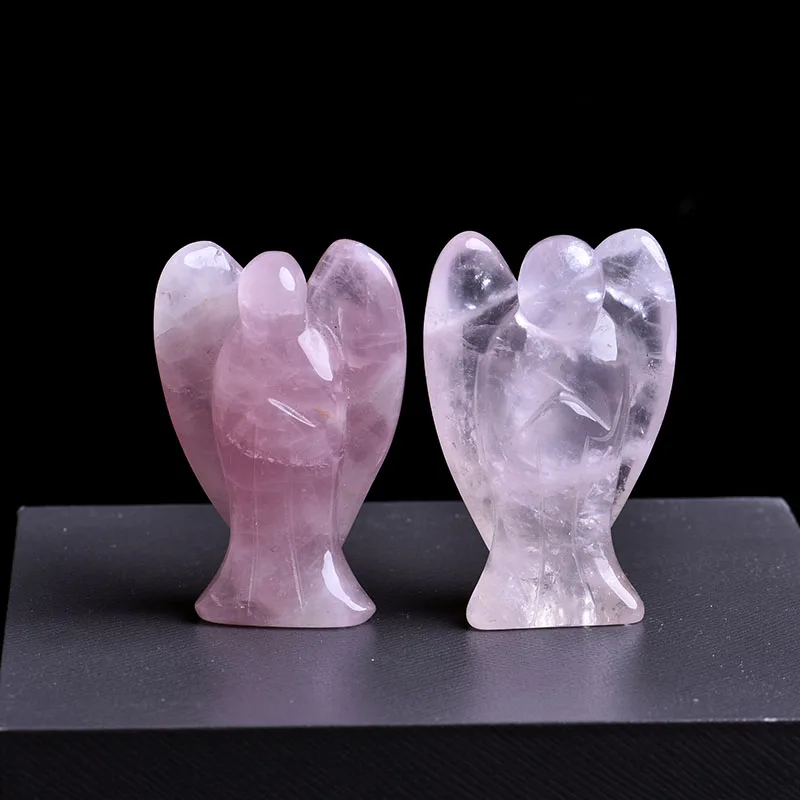 Rose quartz angel Природный аметист кристалл ювелирные украшения Ангел-хранитель Исцеление драгоценного дом украшения кабинет украшения подарок корабля - Цвет: Rose quartz angel