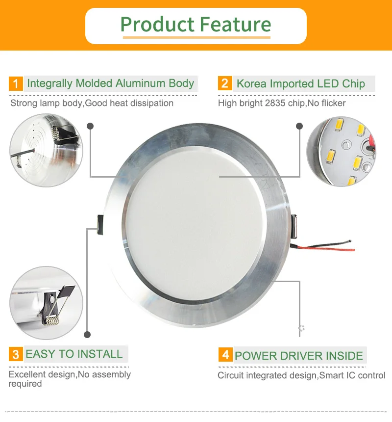 Kaguyahime светодиодный светильник 1pc / 4pcs 3W 5W 9W 15W 18W 220V круглые светодиодные лампы Панель свет пятна освещения Алюминий ламп