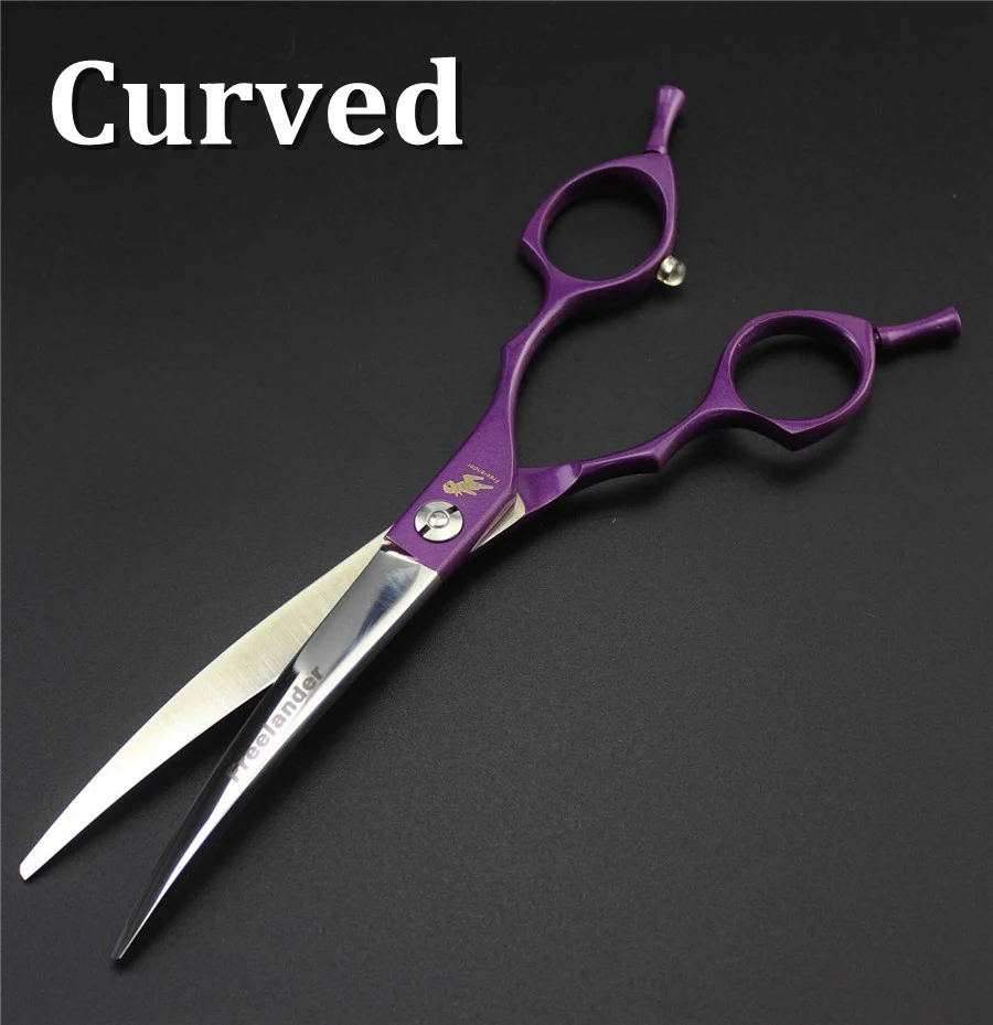 purple curved 6,5 дюймов изогнутые ножницы филировочные ножницы для стрижки собак Ножницы Для Стрижки собак Профессиональные парикмахерские инструменты аксессуары для домашних животных - Цвет: purple curved