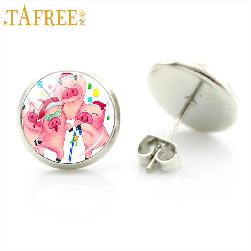 TAFREE Элегантные Очаровательные стеклянные серьги с фотографией снежной сцены для