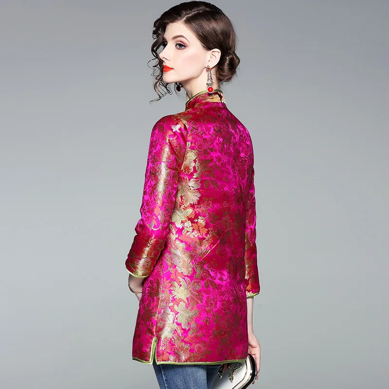 SHENG Коко улучшение китайский стиль Cheongsam Топ розовый Красный Ретро Костюм