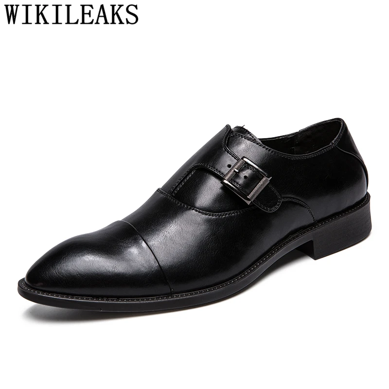 Деловые туфли Monk Strap мужские элегантные итальянские Брендовые классические