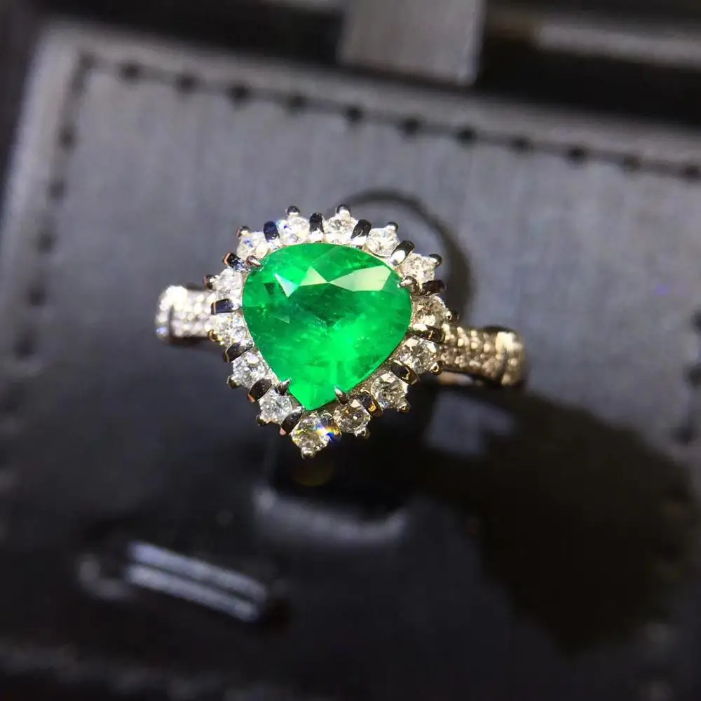 Fine Jewelry G18k Emerald Rings Real Diamonds 18K Gold Natural 1.02ct Gemstones Female Wedding for women Ring | Украшения и