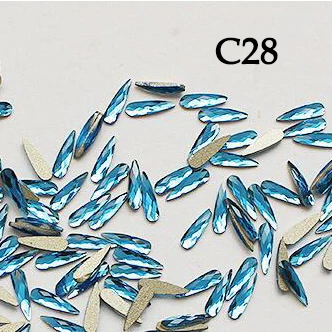 C28 Light blue Мода 3D дизайн ногтей длинная водяная капля необычной формы алмазного хрусталя плоская задняя сторона Стразы Украшения блестящие ногти аксессуары - Цвет: C28 Light blue