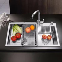 kitchen sink double bowl handmade brushed seamless stainless steel sink kitchen above counter or udermount installation pia