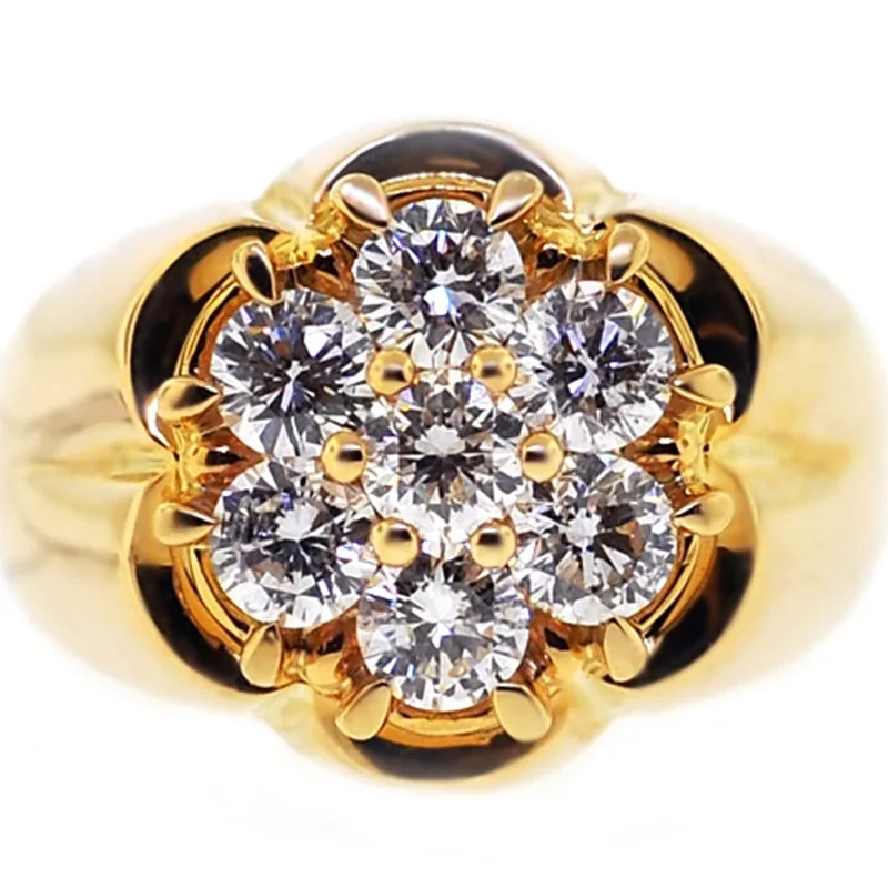 

FDLK 2020 Fashion Gold Big Square Crystal Flower Ring for Women Luxury Engagement Wedding Rings Jewelry