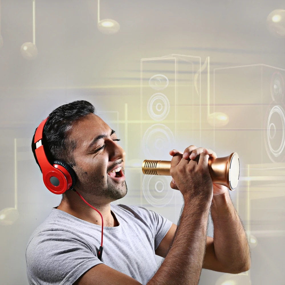 Handhold Bluetooth волшебный караоке микрофон телефон KTV плеер беспроводной с