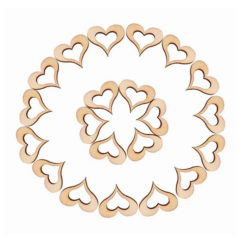 100 шт./упак. натурального деревянного полого сердца для создания свадебного