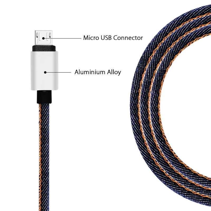 Usb-кабель для зарядки данных ковбойский плетеный провод металлический штекер Micro