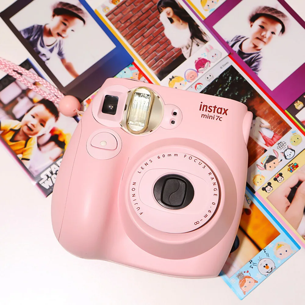 2 Цвет белая пленка для Fuji Instax Мини 7C Камера Кофе и розовый цвет мгновенной фото