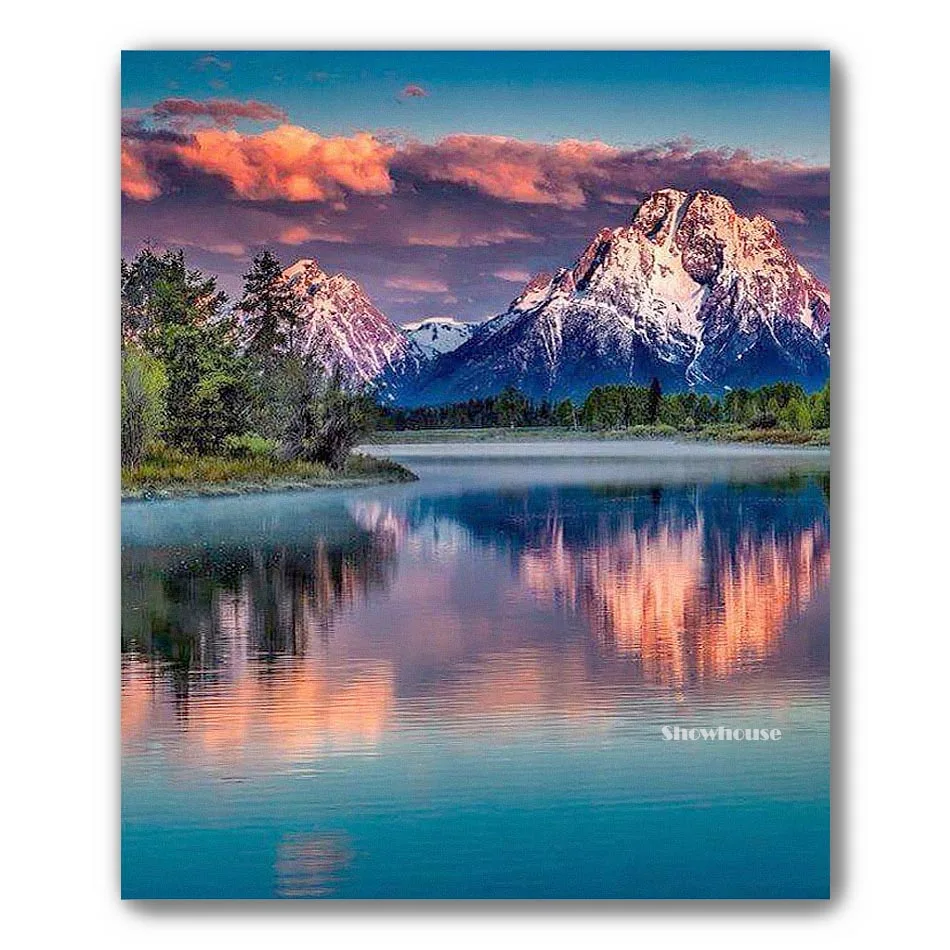 Алмазная живопись с мотивами озер и гор пейзаж полноразмерная вышивка мотивом