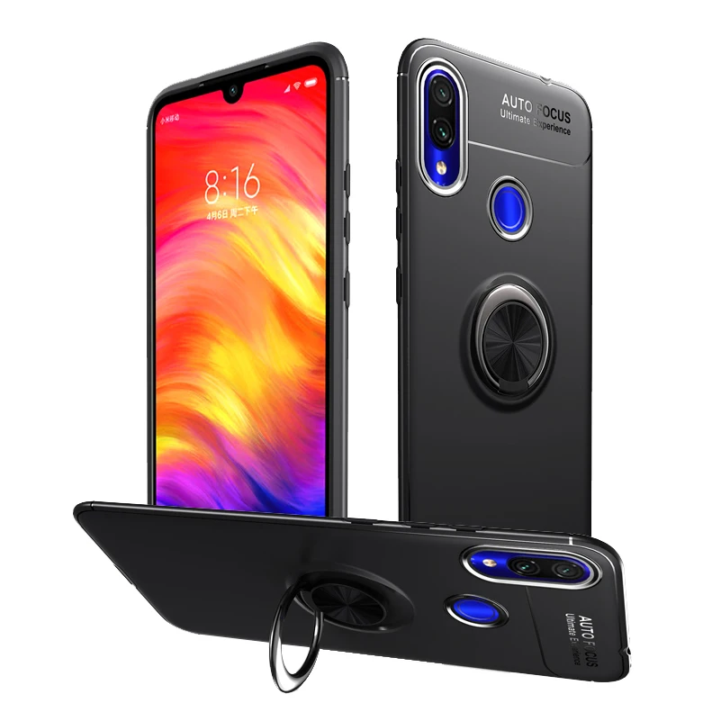 Чехол для Xiaomi Redmi Note 7 с подставкой и кольцом на палец чехол Pro силиконовый чехлы