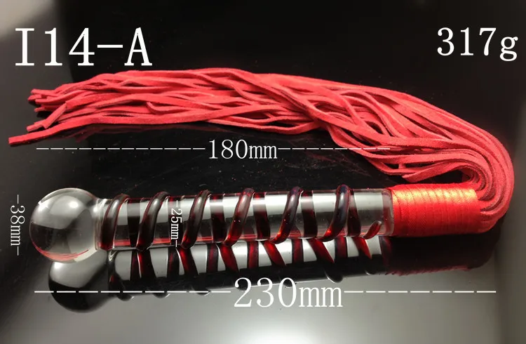 Стеклянный фаллоимитатор Анальная пробка с кожаный кнут секс-игрушки для пар