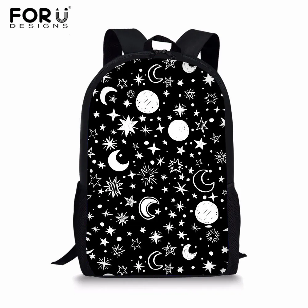 L5247C FORUDESIGNS/Классическая школьная сумка с принтом звезды/Луны для девочек, школьные сумки для учеников начальной школы, Детская сумка для книг, женский рюкзак для путешествий - Цвет: L5247C