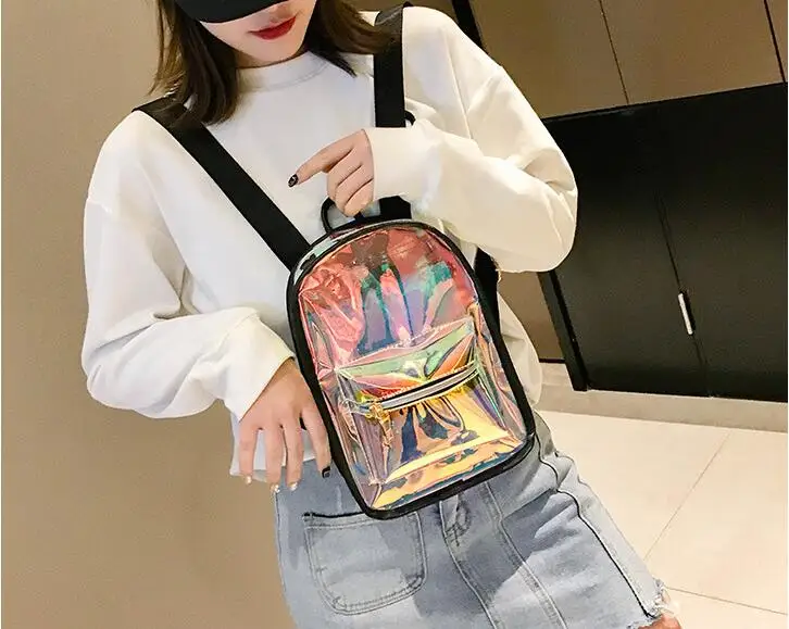 DHL 10 pieces Laser Backpack Schoolbag Hologram  School Bag For Teenage Girls Holographic Shoulder Bag mochila feminina