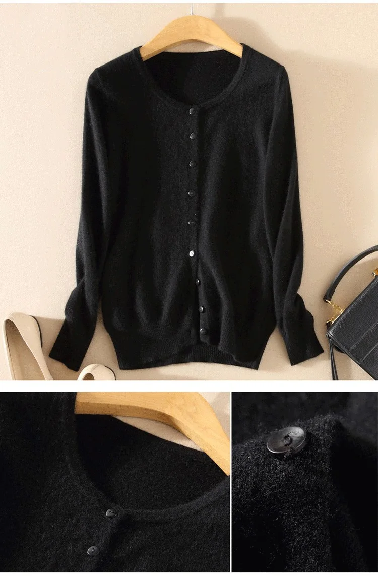Knitted Cardigan Women Cashmere Wool Female Cardigans Short Black Cardigan Plus Size Cardigans Big Size Women Tops Spring