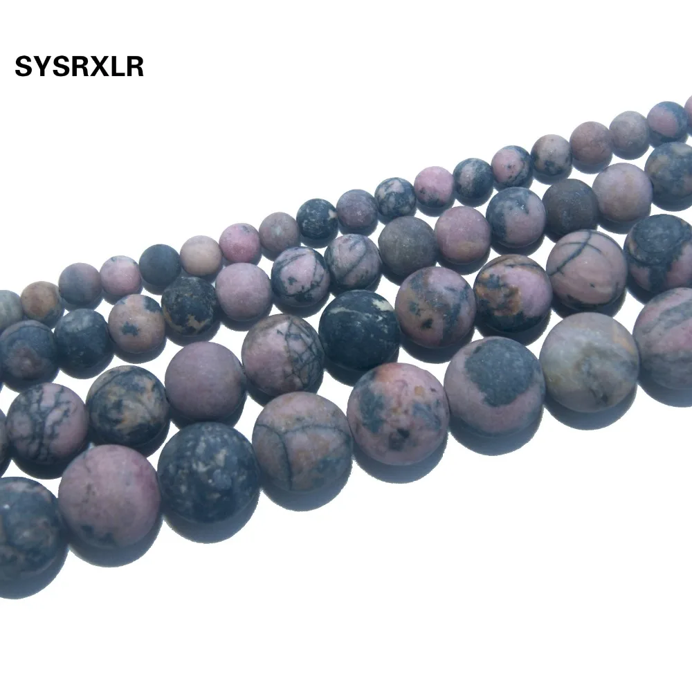 

Wholesale Dull Polish Natural Stone Black Lace Rhodochrosite Loose Beads For Jewelry Making DIY Bracelet Necklace 4 6 8 10 MM